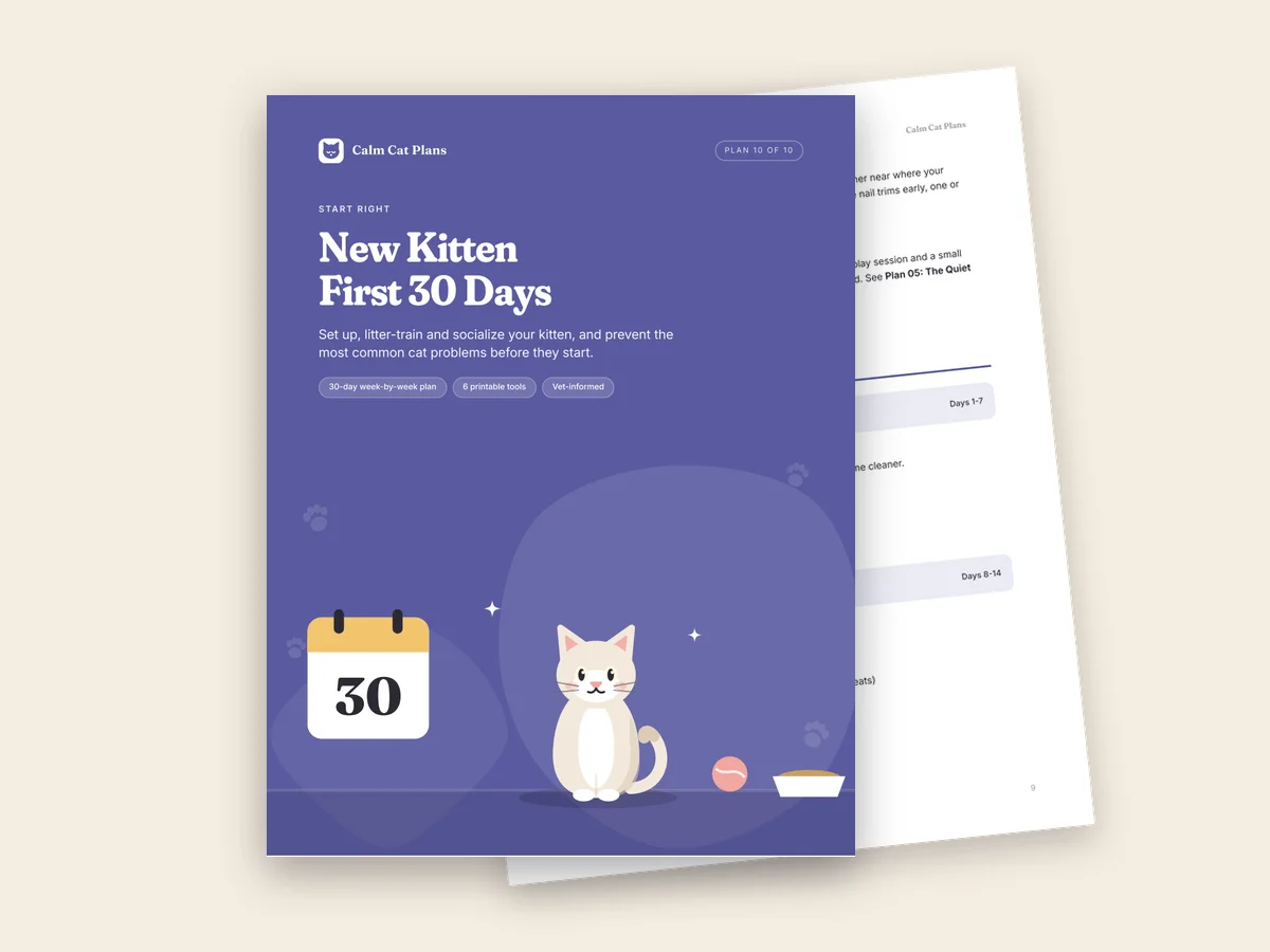 The New Kitten First 30 Days Plan cover and an inside page